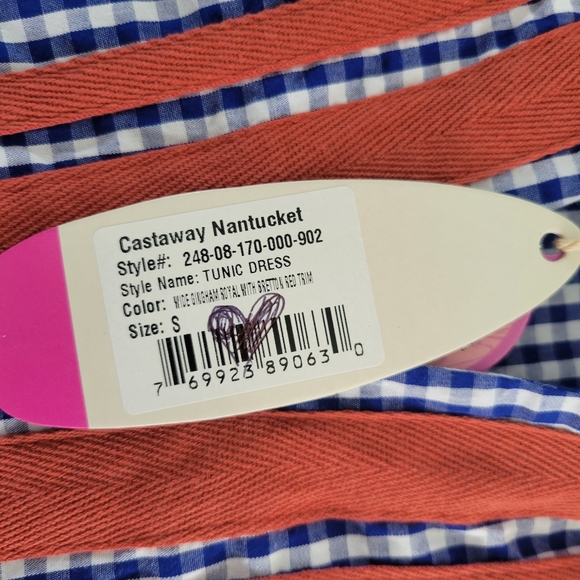 New With Tags Castaway Nantucket Island Gingham Tunic Dress Size Small - Picture 4 of 11